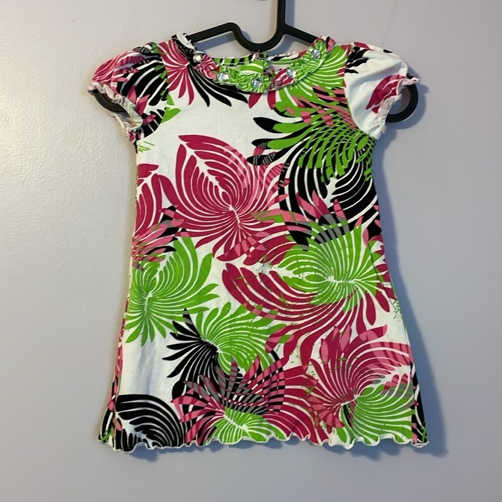 Mallory May Tropical Floral Colorful Dress with Rhinestone Accents size 4